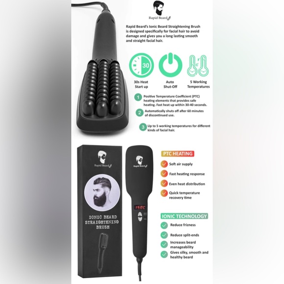 RAPID BEARD IONIC BEARD STRAIGHTENING BRUSH - Picture 5 of 16